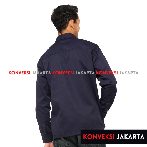 Baju Kemeja PDL Lengan Panjang Pria - Seragam Pakaian Kerja Dinas Lapangan Outdoor Gunung Warna Navy Blue Black NET- Konveksi Jakarta Official