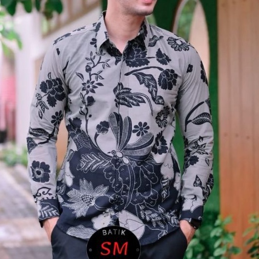 BATIK PREMIUM PRIA WARNA GREY / KEMEJA BATIK LENGAN PANJANG WARNA ABU HITAM / BATIK PREMIUM PRIA LAPIS FURING BAHAN KATUN HALUS ORI SOLO