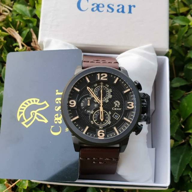 PROMO Jam Tangan Original Murah Caesar 1016 Strap Kulit Leather Pria CA1016