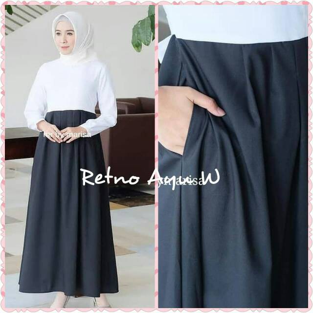 UKHTI LADIES GADIS SYARI TERBARU TERKENAL / Gamis seragam hitam putih kerja toyobo size s m l xl