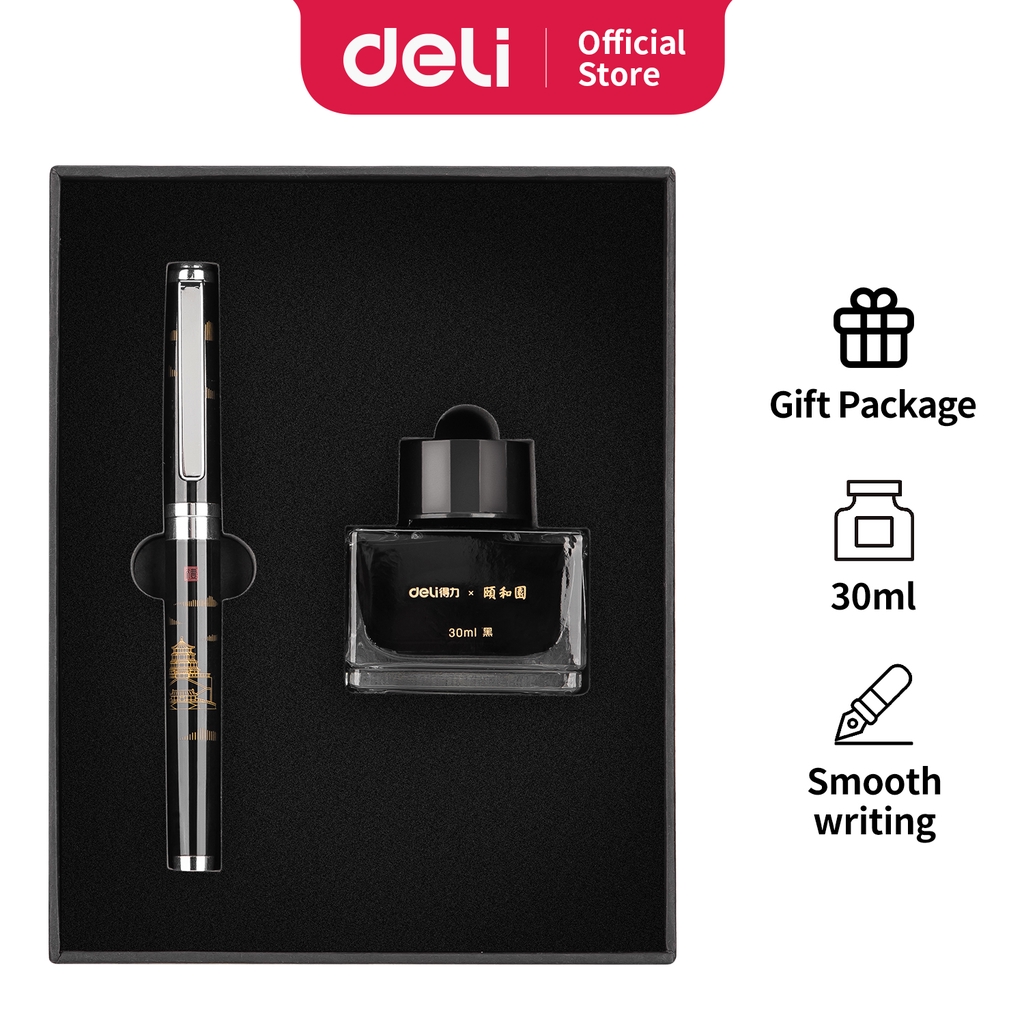 

Deli Summer Palace Fountain Pen Set Pulpen Fountain Warna Hitam S168