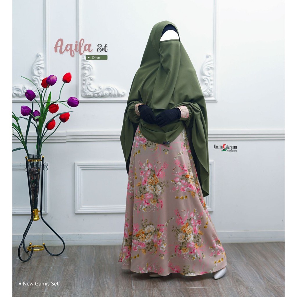 GAMIS SYARI TERBARU AQILA SET MOTIF / GAMIS SYARI TERLARIS / GAMIS BUSUI / GAMIS WANITA ADEM