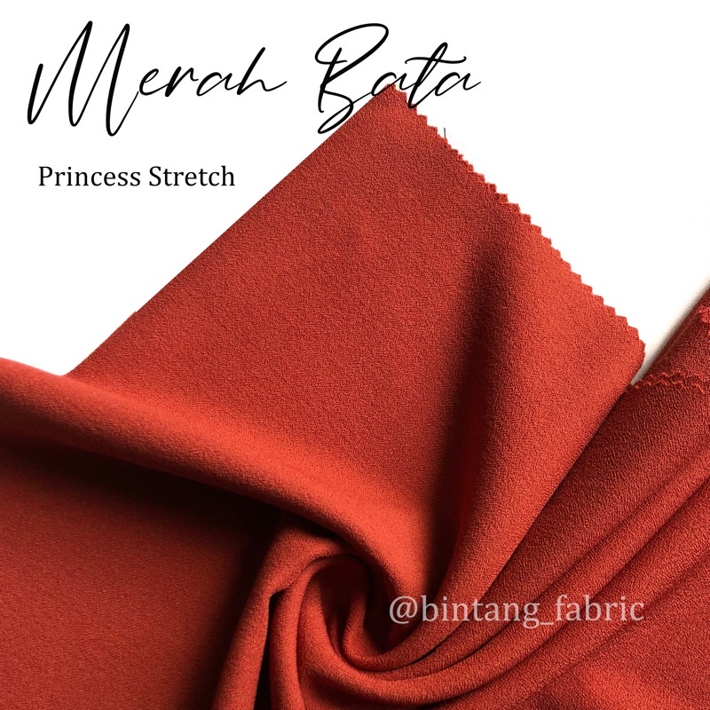Bahan Kain Princess Stretch Lady Zara 1 meter-Merah Bata
