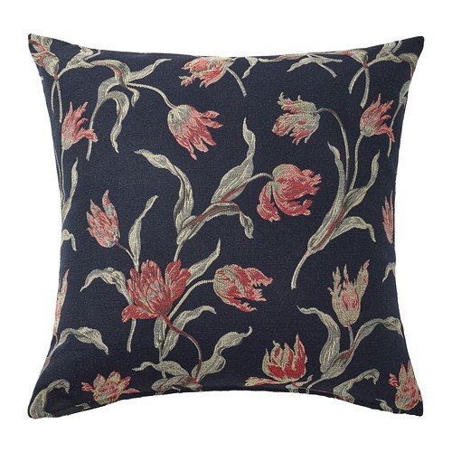 ALANDSROT Bantal kursi 50x50 cm biru tua motif floral