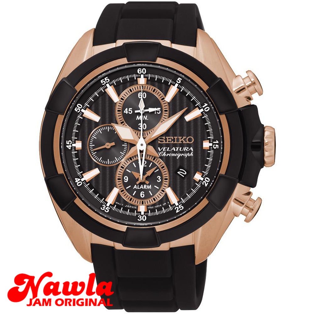 Seiko Velatura SNAF60P1 Rose Gold Chronograph - Jam Tangan Pria SNAF60