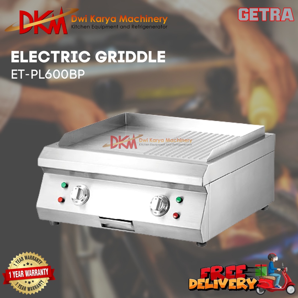GETRA ET PL600BP - COUNTER TOP ELECTRIC GRIDDLE - HALF GROOVED GRIDDLE