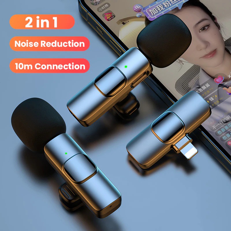 Mikrofon Mini Portable Wireless Nirkabel Lavalier Mikrofon Portabel Audio Video Rekaman Mic USB Type C