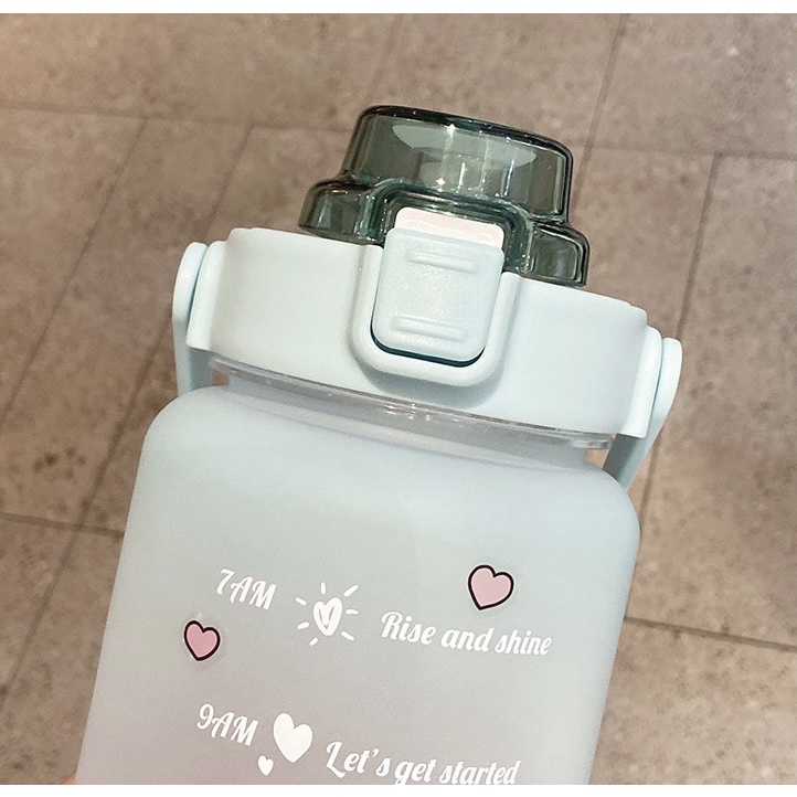 KOCHEN Botol Minum 2L Dengan Tutup Flip Sedotan Penanda Waktu Motivasi BPA FREE Lucu Kekinian Viral 2000ML Premium High Quality Gradasi Transparan