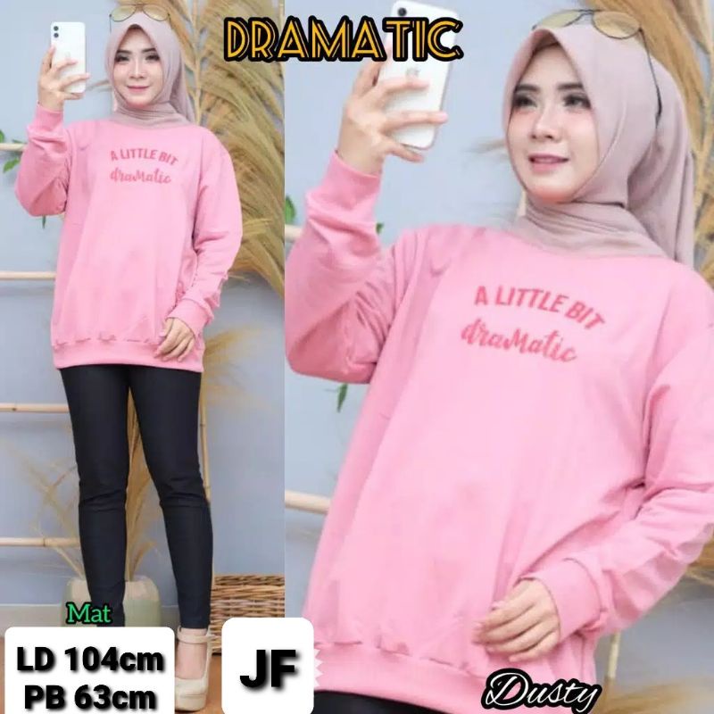 JF Atasan Kaos Lengan Panjang Wanita / Kaos Sweater Wanita Muslimah Terbaru LITTLE BIT DRAMATIC LD 104