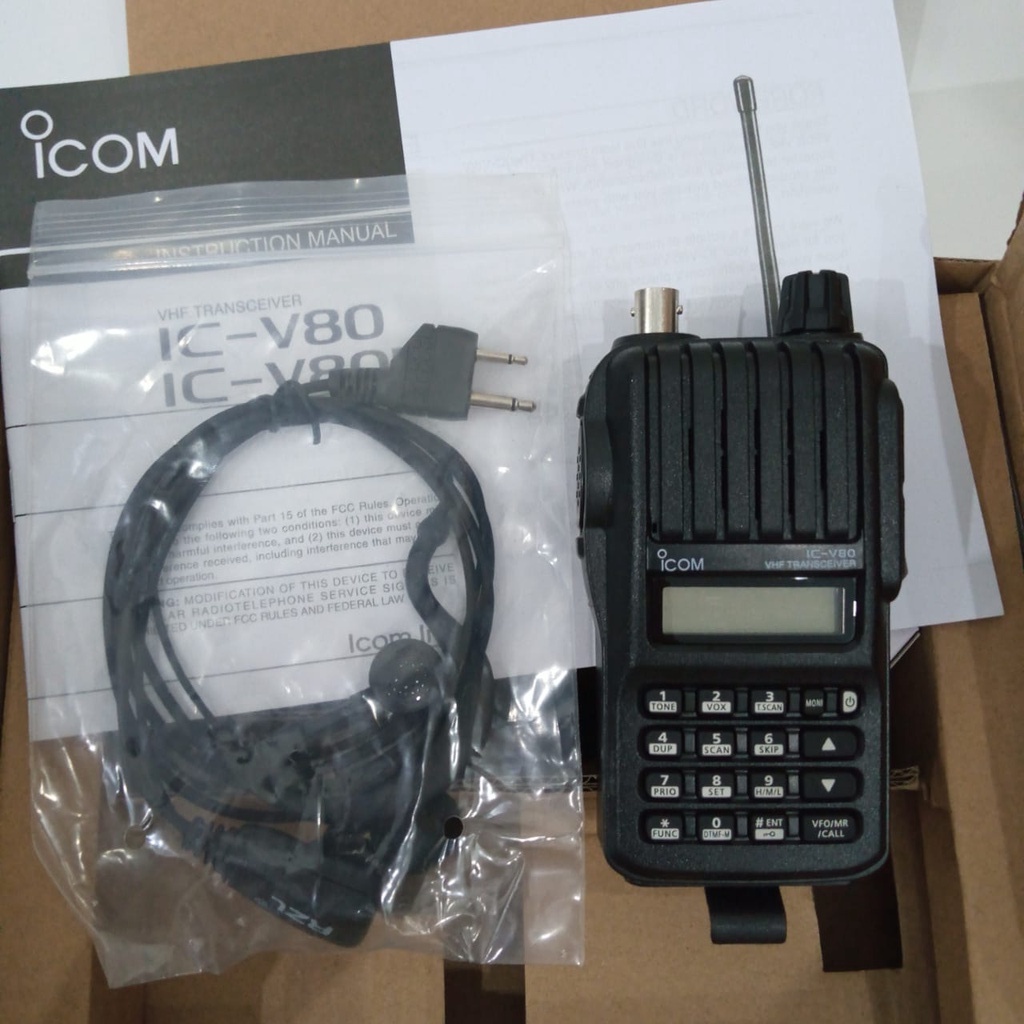 HT Radio Icom V80 V 80 Litium VHF Walkie Talkie Lithium Walky Talky Single Band PLUS HEADSET