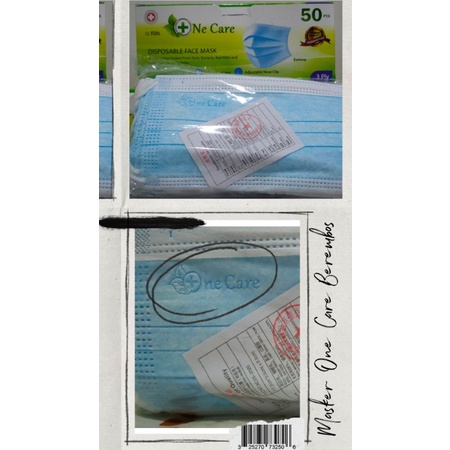MASKER ONE CARE/FAMOUS BEREMBOS 3 PLY MEDICAL EARLOOP BIRU 1 BOX ISI 50 PCS