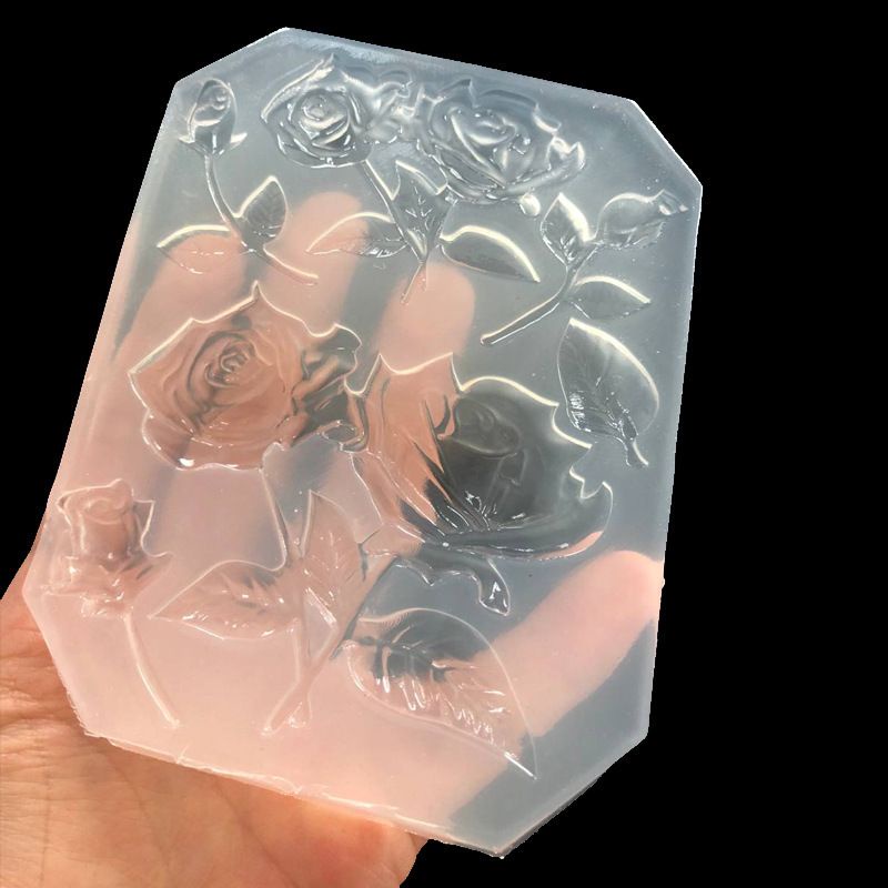 SIY  New Mirror DIY Handmade UV Crystal Epoxy Mold With Leaf Big Rose Jewelry Pendant Accessories