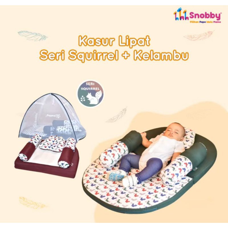 [2 kg] Snobby Kasur Bayi Lipat  + Kelambu Print Squirrel Series - TPK 5691