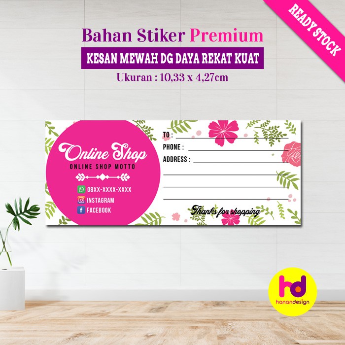 

Stiker Label Pengiriman Paket Olshop Online Shop Custom - Motif Flower Bunga Warna Pink