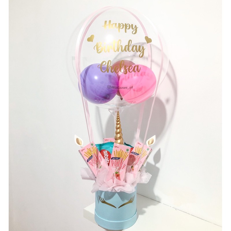Snack Balon Custom Buket Balon Buket Snack Tema Unicorn