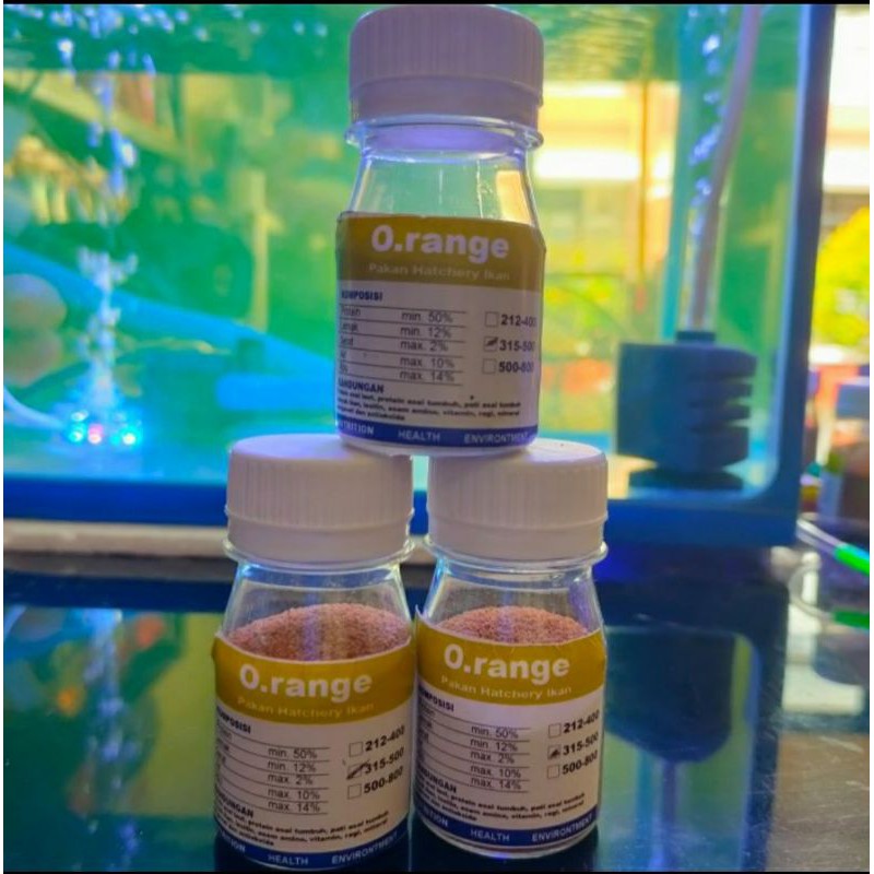 pelet orange 315-500 micron 20gr pelet o.range 3/5 pakan ikan hias