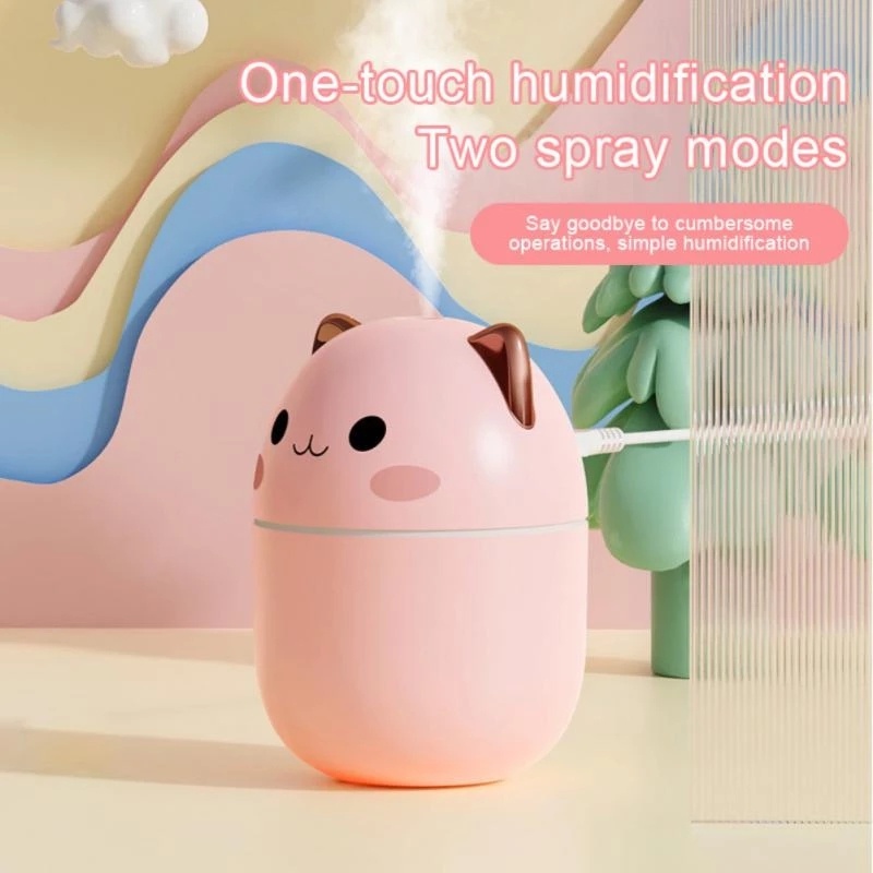 Humidifier Diffuser Minyak Esensial Aromaterapi Bentuk Hewan Peliharaan Dengan 2 Mode Usb Rechargeable