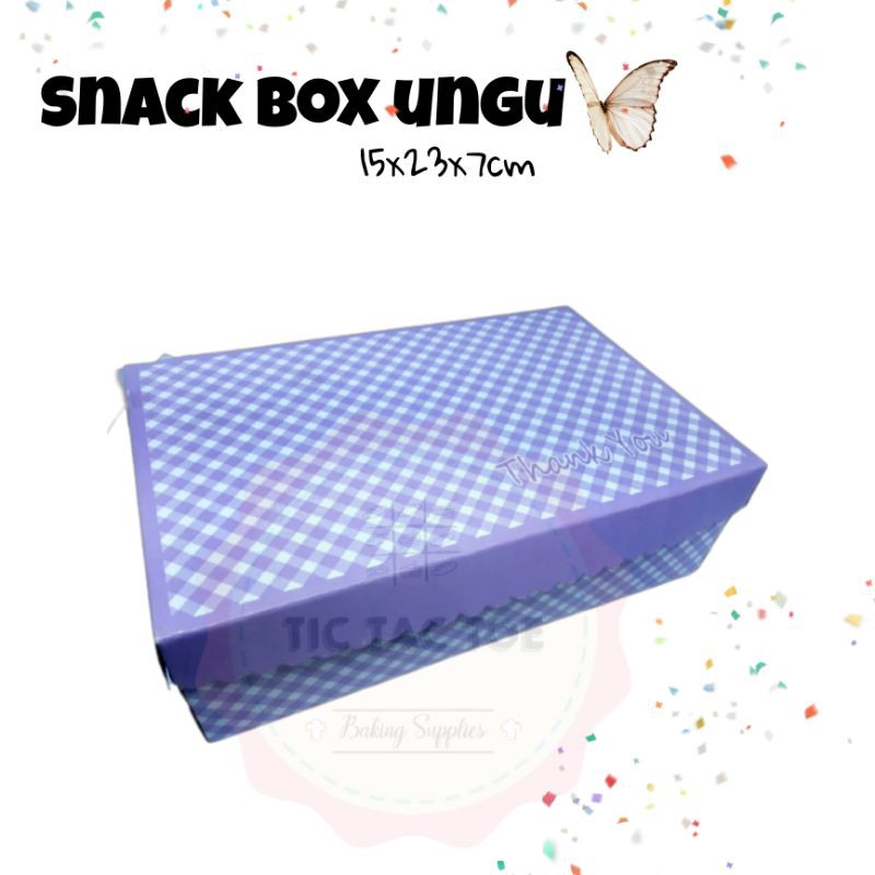 Kotak snack persegi panjang, box snack, kotak nasi persegi panjang (10pcs), snack box ungu 15x23x7cm