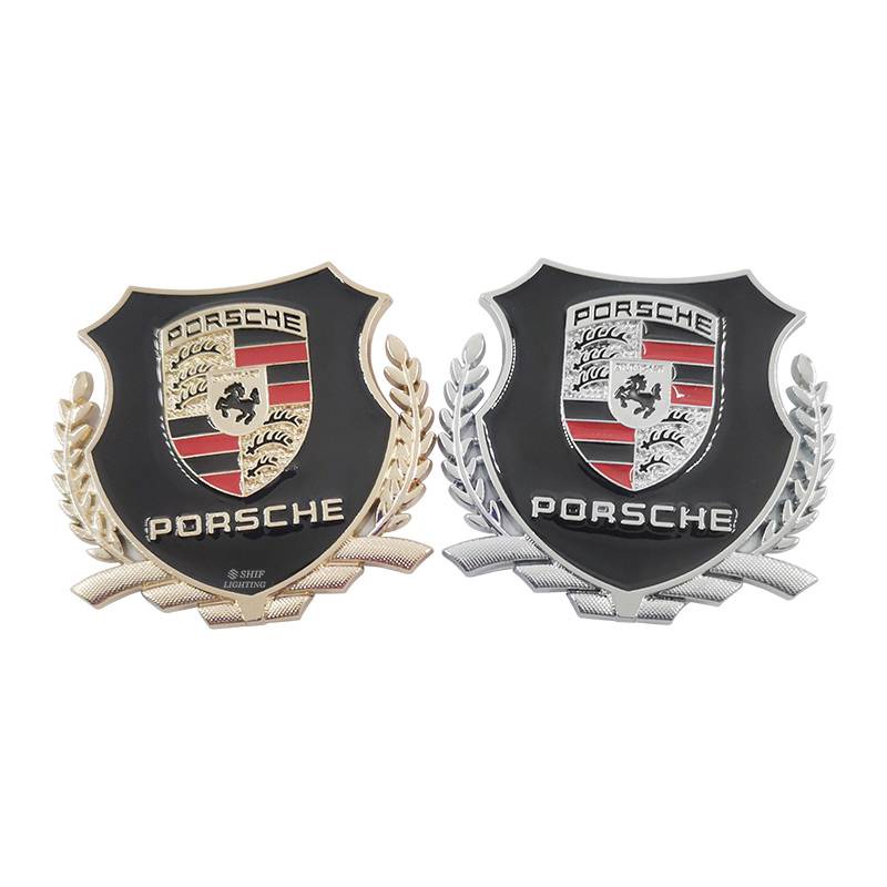 2 X Metal PORSCHE MOTORS Logo Car Auto Side Window Decorative Emblem Badge Sticker Decal For PORSCHE