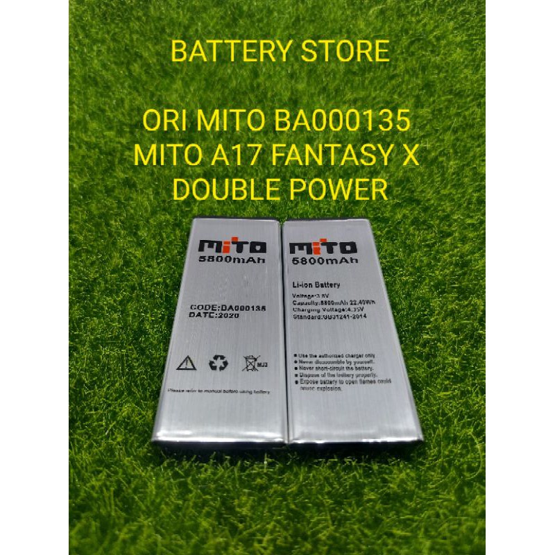 BATERAI BATTERY BATRE BATREI BAT ORI MITO BA000135 MITO A17 FANTASY X MITO BA00135 DOUBLE POWER