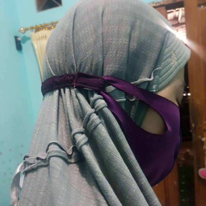 Pengait masker hijab konektor jilbab kancing strap perekat tali sambungan masker kerudung