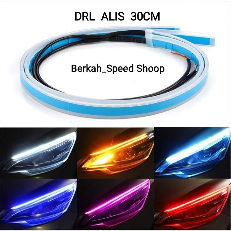 Lampu Alis LED Slim Alis DRL Fleksibel Waterproof 12Volt  30CM Dua Model Running Mobil Motor