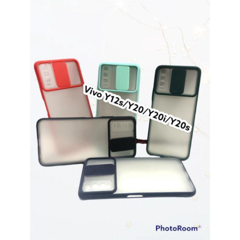 MN - Vivo Y20 / Y12 / Y20i / Y20s Softcase Slide Pelindung Kamera Hardcase Casing Dove Matte Sliding