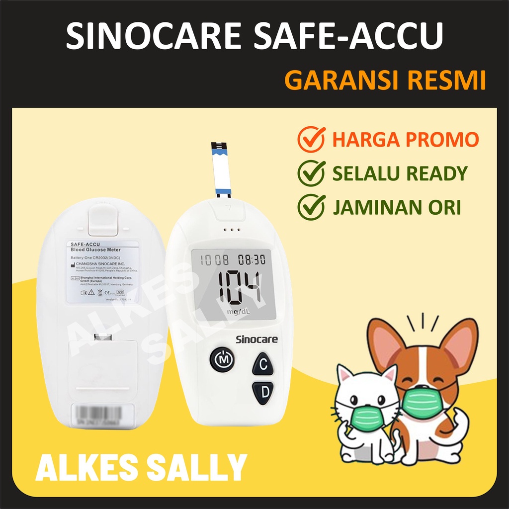 Jual SINOCARE SAFE-ACCU Alat TEST CEK GULA DARAH GDS GLUCOSE SINOCARE ...