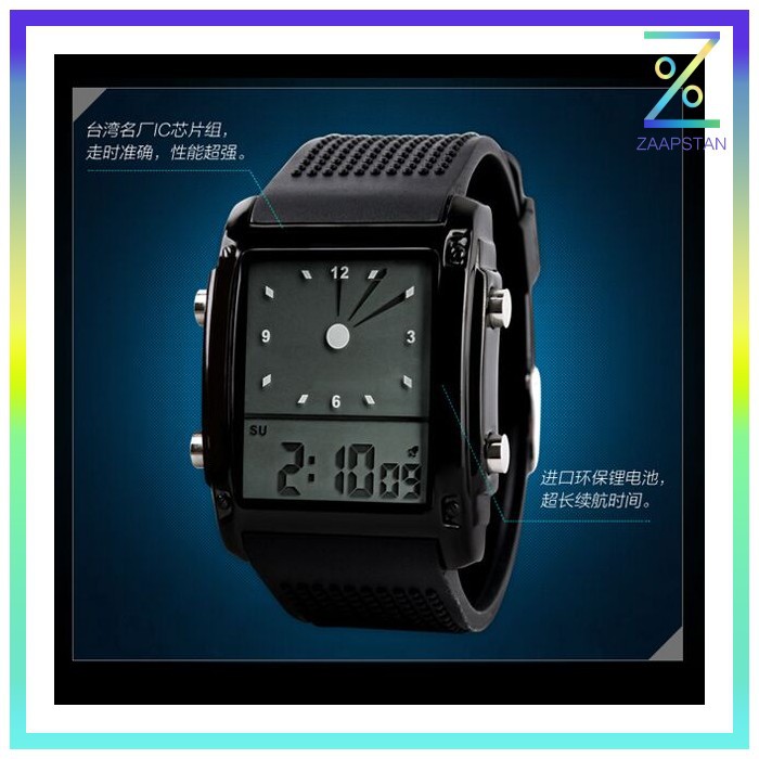 SKMEI Jam Tangan Trendy Digital Analog Pria - 0814G - Black/Silver