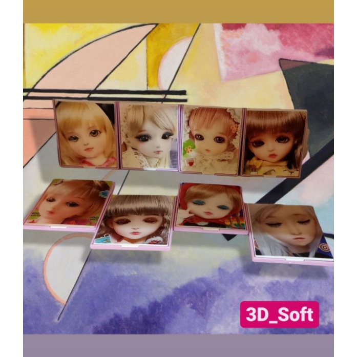 CERMIN LIPAT PORTABLE KOTAK//CERMIN SAKU KOREA PORTABLE MINI MOTIF ANIMASI 3D LUCU