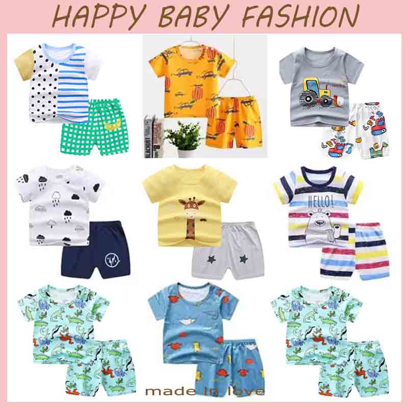 【Happy Baby】0-4 Tahun Setelan Anak Baju Kaos + Celana Pendek  DT-16