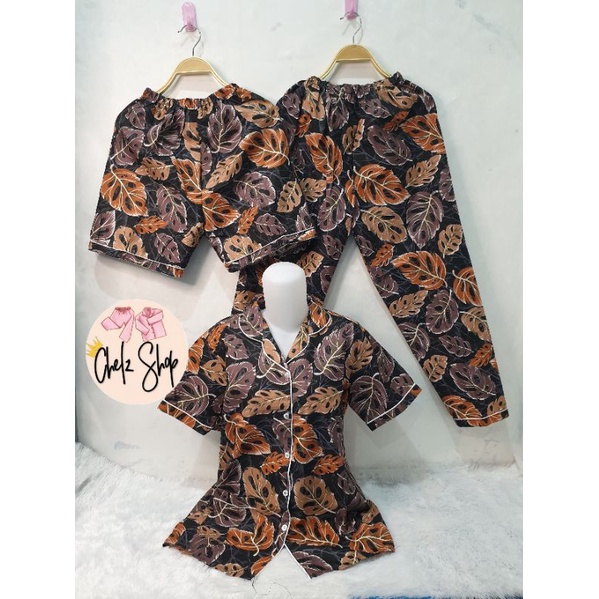 Baju Tidur Wanita/Piyama Wanita Dewasa Katun Motif Daun Part 3