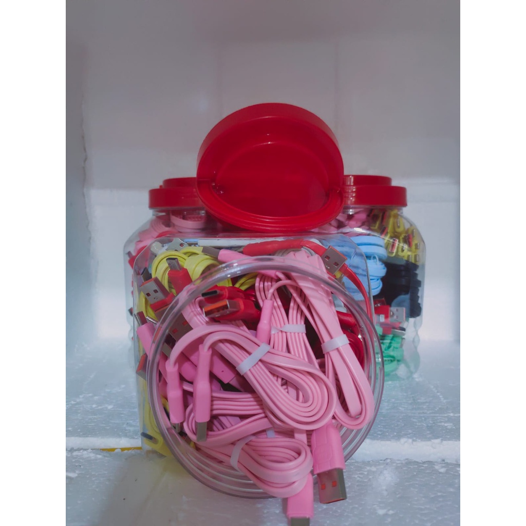 1 toples Kabel data 3A Macaron Warni MicroUSB Type-C Lightning termurah