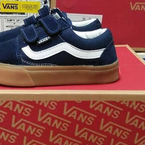 ➵ Sepatu Vans Anak Old Skool Navy Gum Perekat ✈