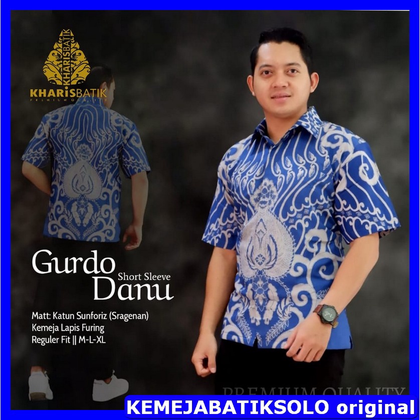 GURDO DANU KHARIS KEMEJA BATIK PRIA SOLO LENGAN PENDEK PANJANG LAPIS FURING PREMIUM BATIK KOPRI PGRI