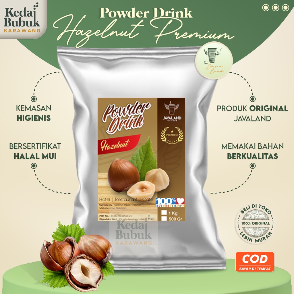 Javaland Bubuk Minuman Rasa Hazelnut 1Kg Serbuk Powder Drink Aneka Rasa Premium Kekinian Original