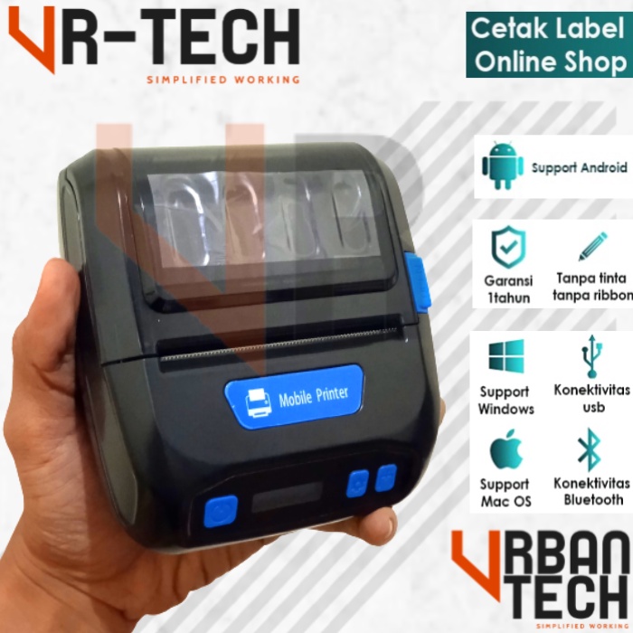 PRINTER LABEL BLUETOOTH 80MM IWARE IW80-LP CETAK RESI BARCODE TAG (USB - PORTABLE) FREE 1 ROL STICKE