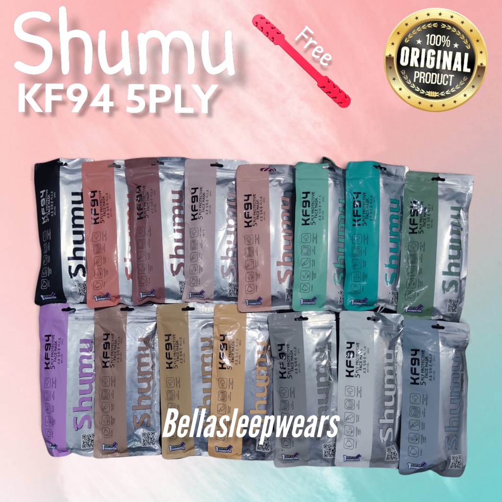 [ SHUMU KF94 5PLY ] MASKER KF94 SHUMU 5PLY KEMENKES AKD WARNA WARNI  BONUS KONEKTOR