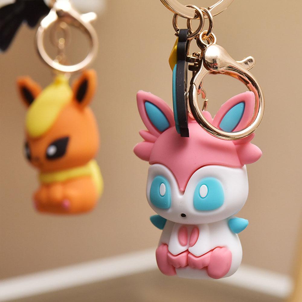 Quinton Pokemon Keychain Kawaii Hadiah Gantungan Kunci Mobil Model Boneka Figure Keyring PVC Pikachu Action Figure