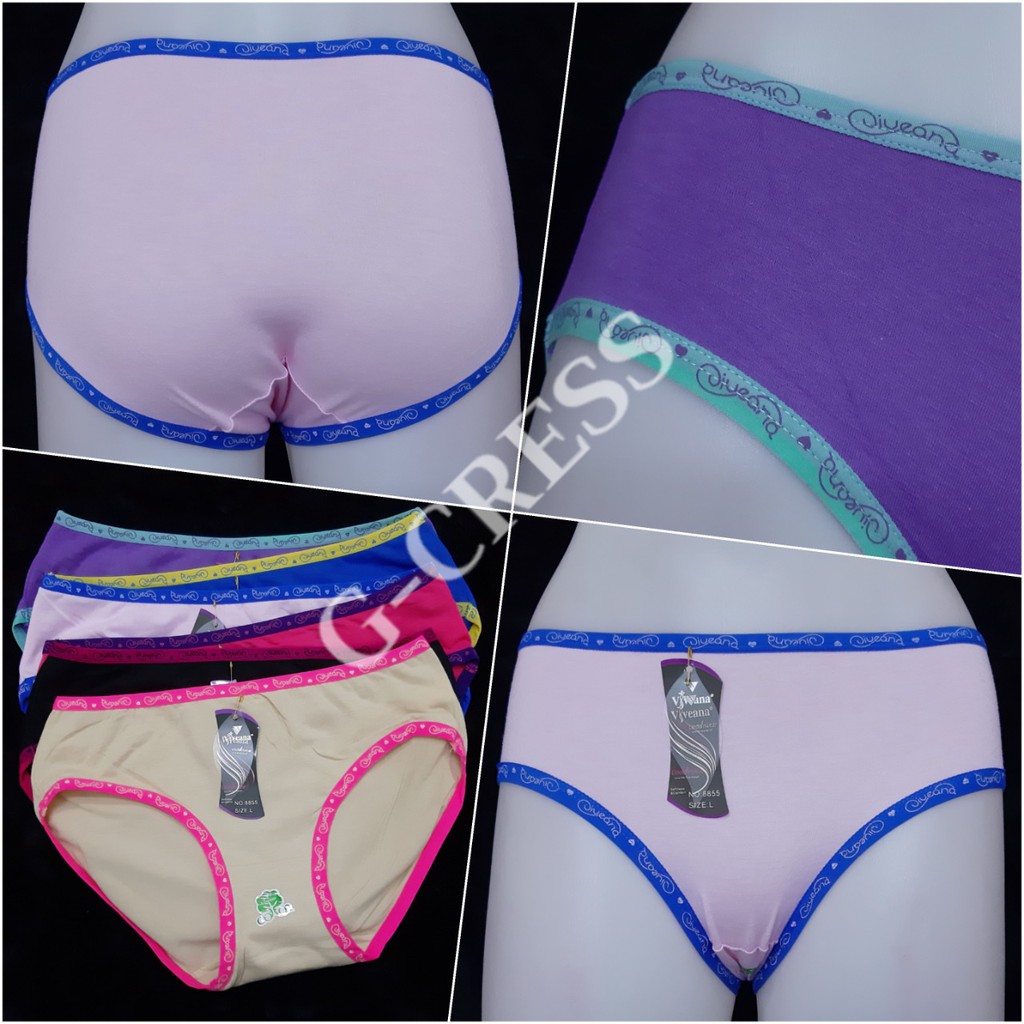 Celana Dalam Cewek/CD Wanita Sepinggul Katun Polos Karet Kecil/CD Lembut/CD Murah | Viveana 8855