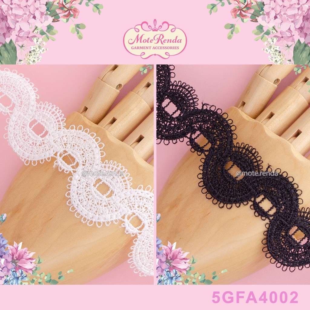 Renda giper Jepang premium, lebar 4cm (harga per 50cm) kode 5GFA40