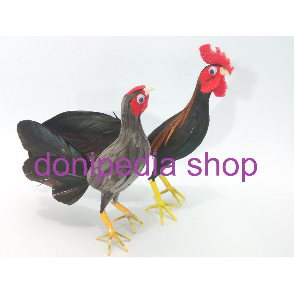 Sepasang Ayam Jantan Betina Miniatur Boneka Ayam Pajangan Unik