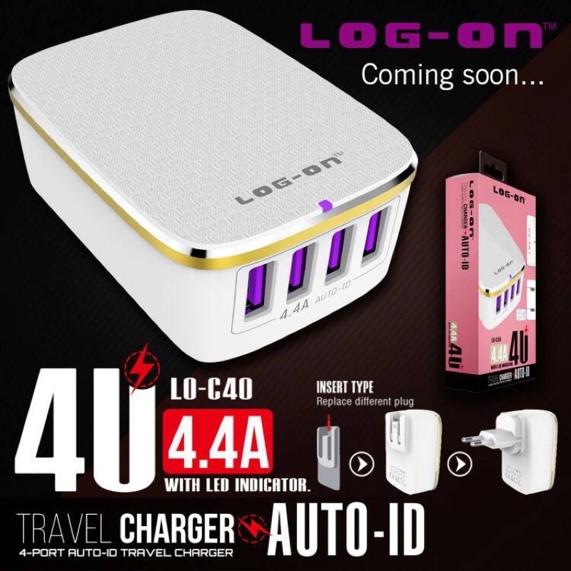 CHARGER LOGON ORIGINAL C40 4USB 4.4A c60 6USB 7A