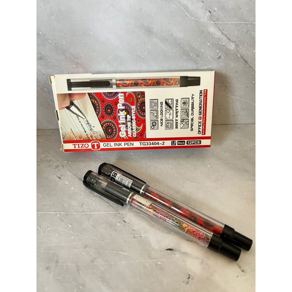 

ballpoint tizo tg-33404 pulpen gel ink black motif batik