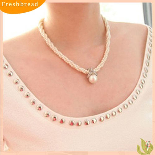 [TERLARIS]Women Fashion Pendant Chain Choker Faux Pearls Statement Necklace Jewelry