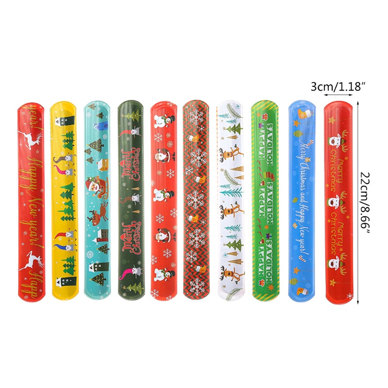 Mary Christmas Slap Bracelet Elk Design Cartoon Hand Toys Mainan Anak Liburan Lucu Novelty PVC+Steel Motif Santa Claus