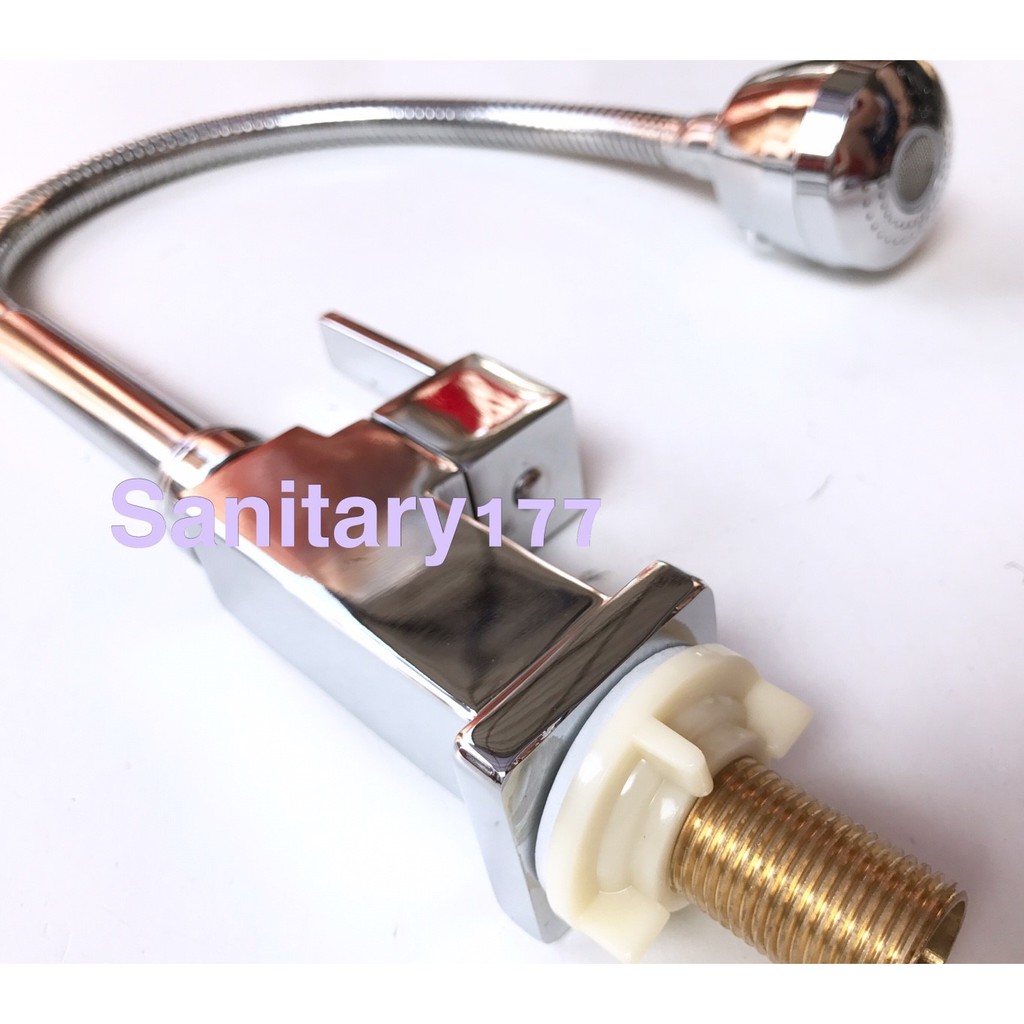 Kran air sink Dapur tanam kuningan fleksibel minimalis favios 343A- keran air angsa kotak segi dapur mini shower 2in1 bak cuci piring brass