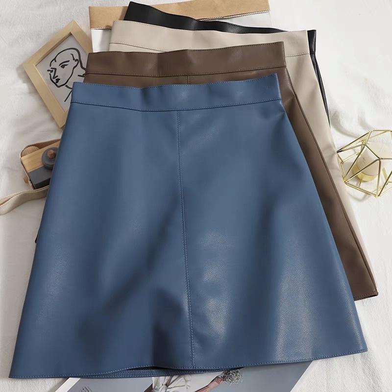 (S-XXL) LMB WONNIE SKIRT ROK WANITA HIGHWAIST BERBAHAN KULIT