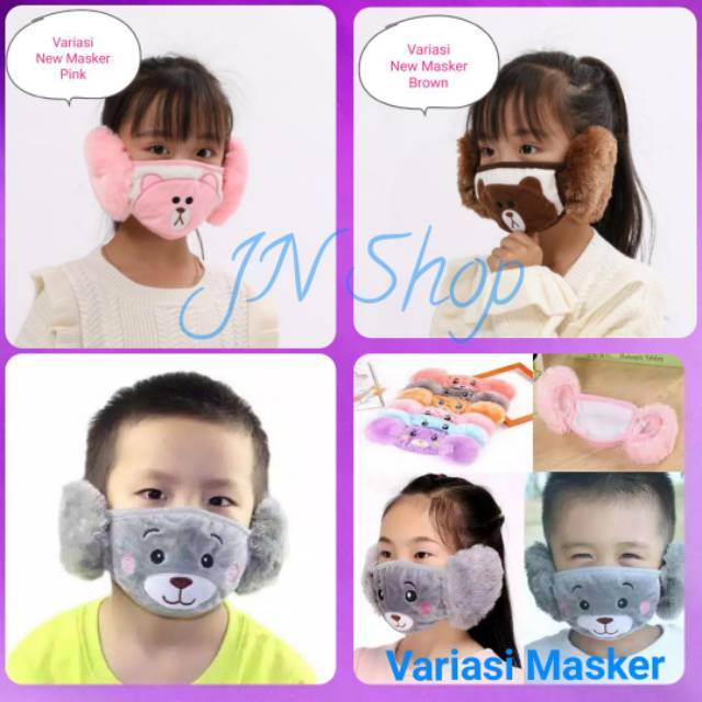 Masker Kain Bermotif Masker Penutup Mulut Telinga Anak Earmuff Masker Masker Penutup Mulut Anti Debu