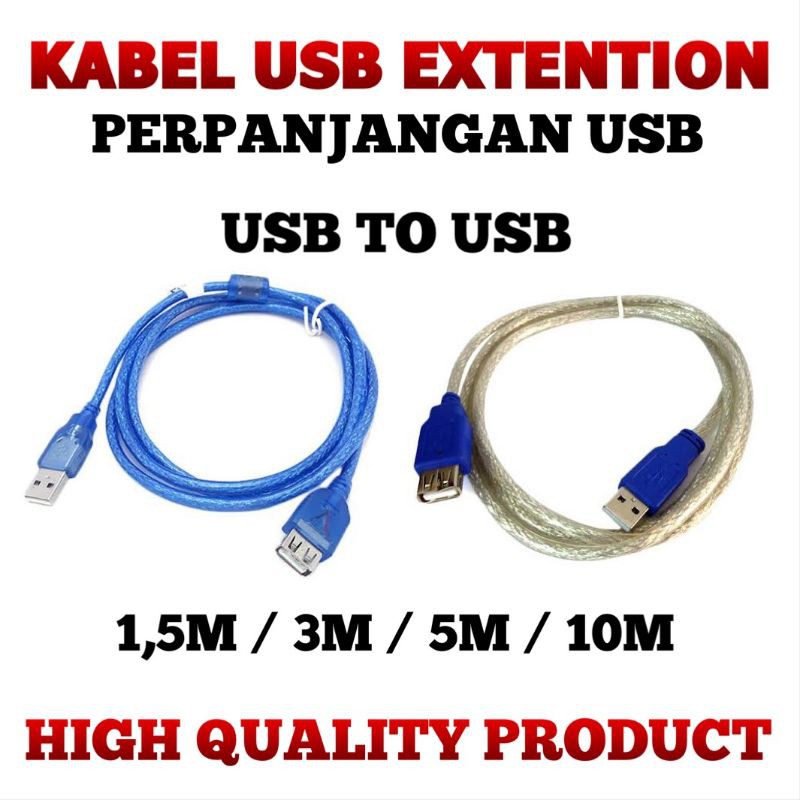 KABEL PERPANJANGAN USB ( USB EXTENTION ) 1M / 1,5M / 3M / 5M / 10M ( meter ) HIGH QUALITY TERMURAH